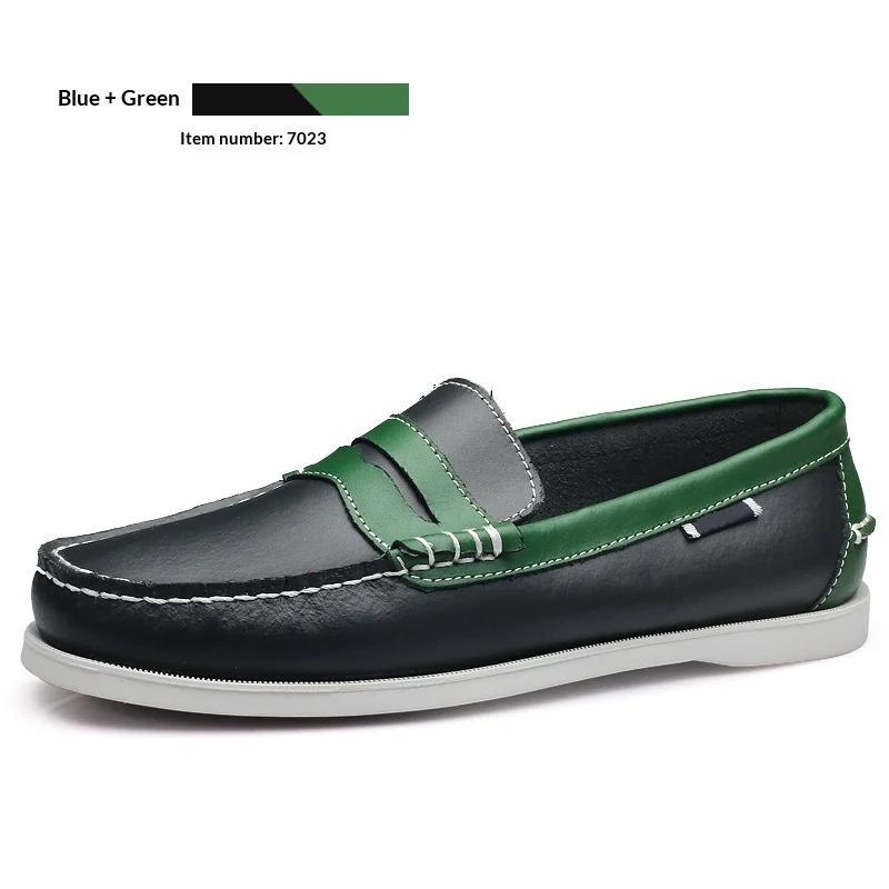 Mens Low-Top Fashionable Classic Hand-Stitched Casual Leather Shoes - Image 4