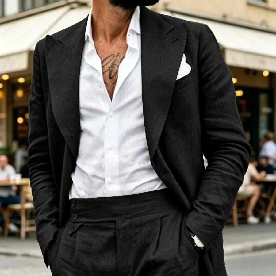 Mens Simple Two-Piece Suit Set - Image 9