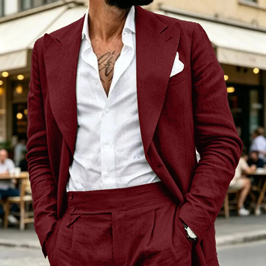 Mens Simple Two-Piece Suit Set - Image 7