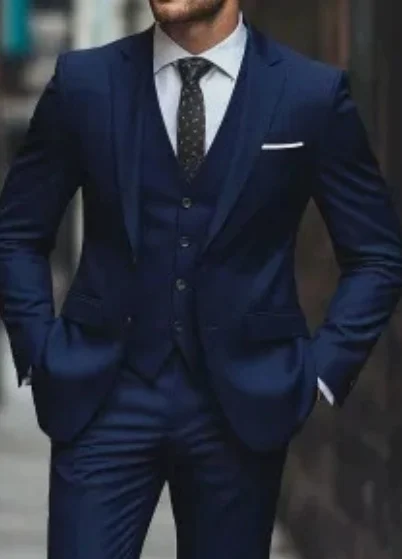 Men's Suit Three-piece Suit Fashion Woolen Suit - Image 6