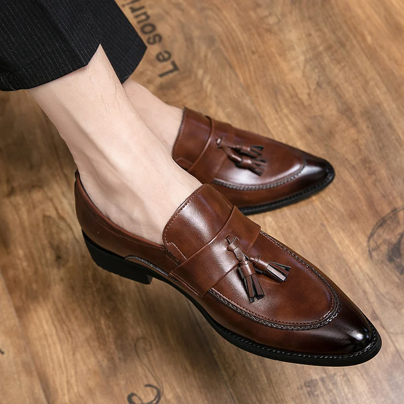 Mens British-style Casual Fashionable Business Tassel Leather Shoes - Image 2