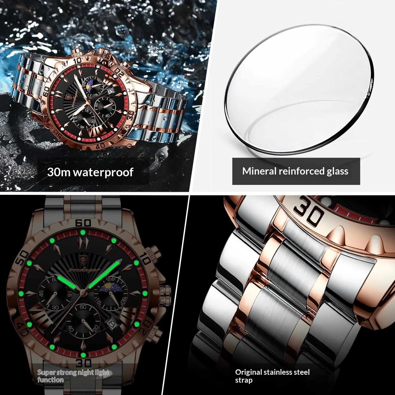 Waterproof Multifunction Sporty Mens Watch - Image 7