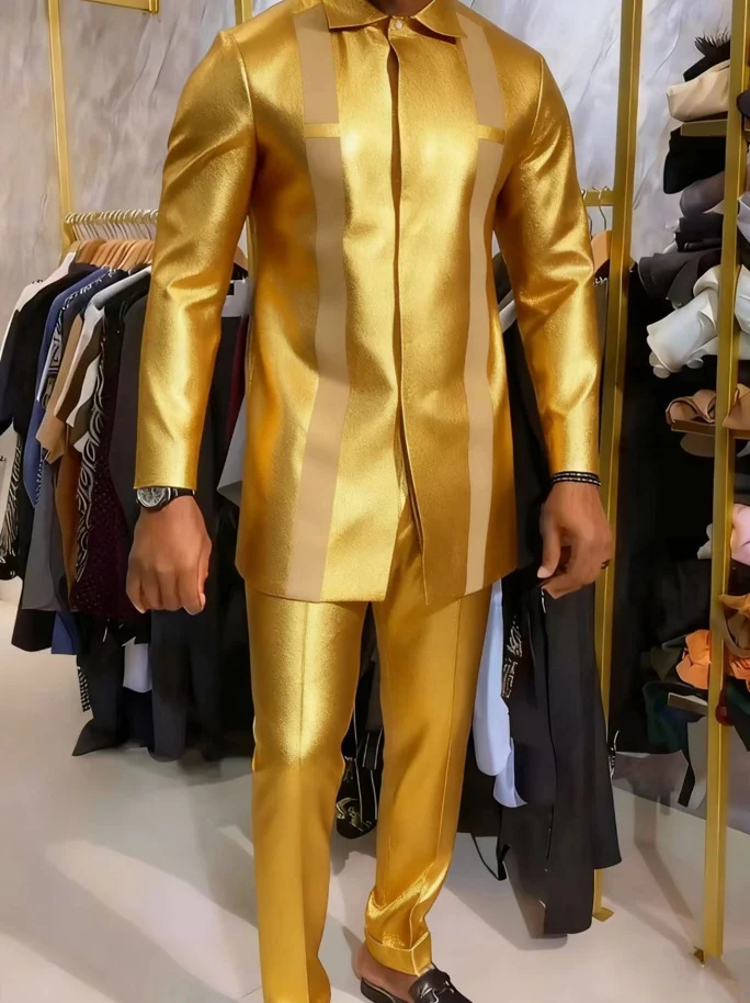 Elegant African Mens Long-sleeve Suit - Image 6