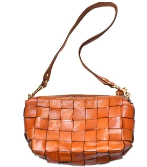 Vintage Handwoven Shoulder Bag With Vegetable Tanned Top Layer Cowhide - Image 2