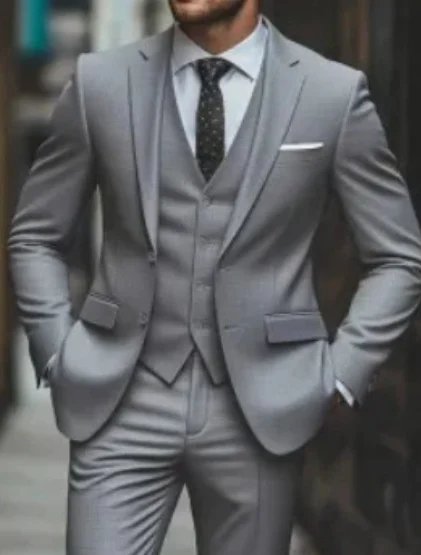 Men's Suit Three-piece Suit Fashion Woolen Suit - Image 4