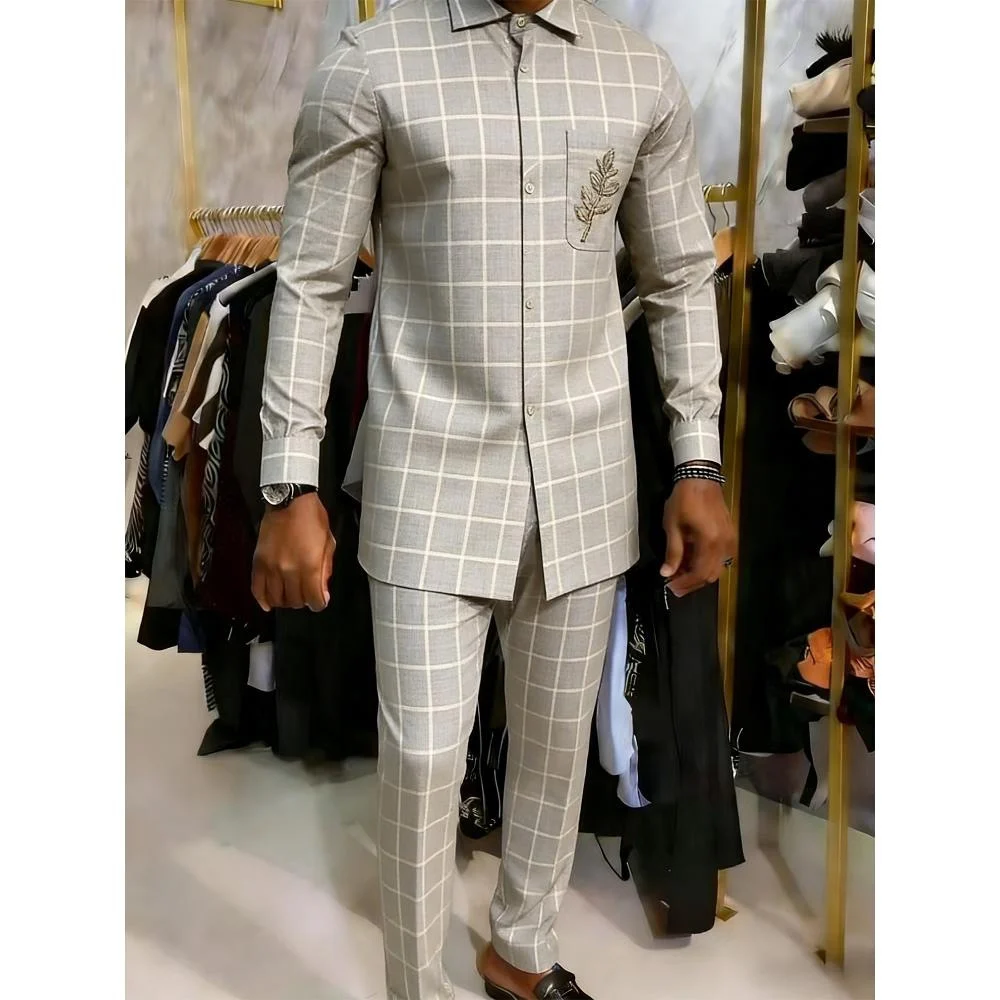 Elegant African Mens Long-sleeve Suit - Image 9
