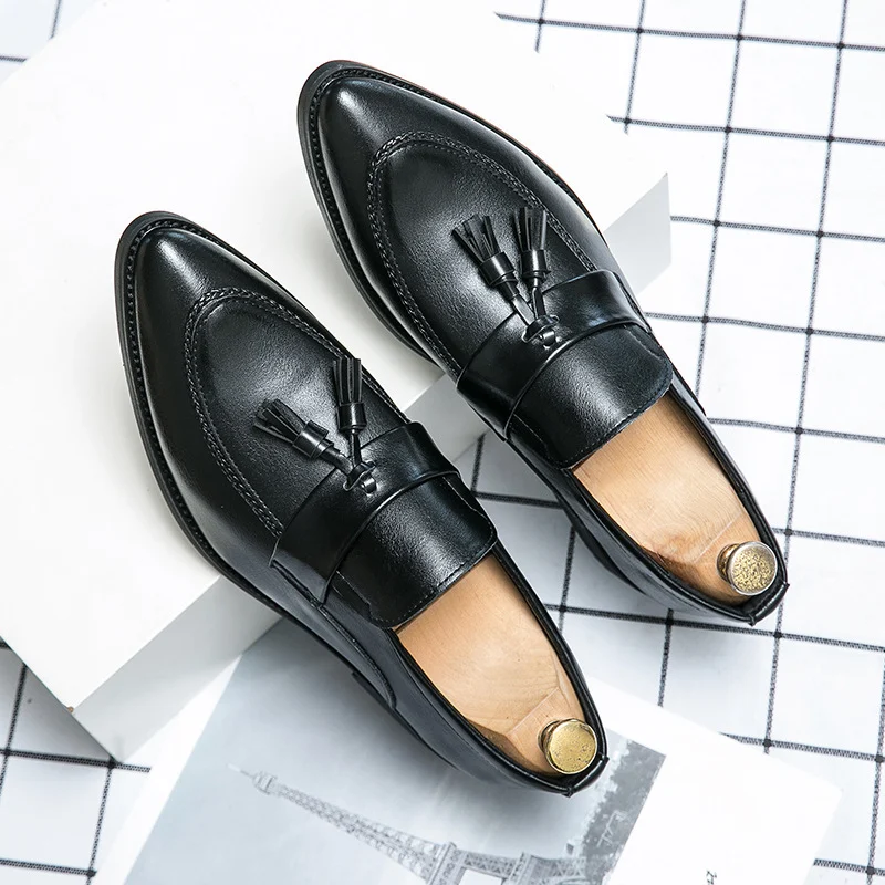 Mens British-style Casual Fashionable Business Tassel Leather Shoes