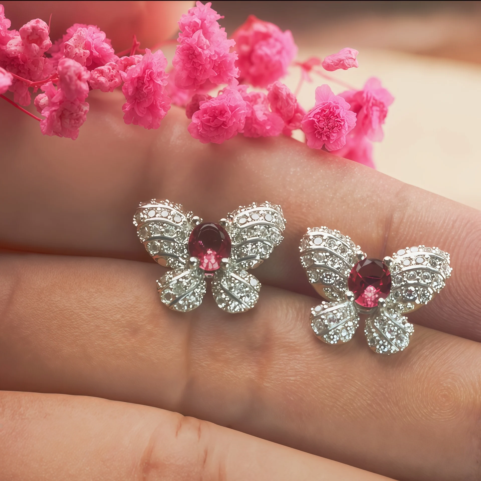 Crystal Butterfly Stud Earrings