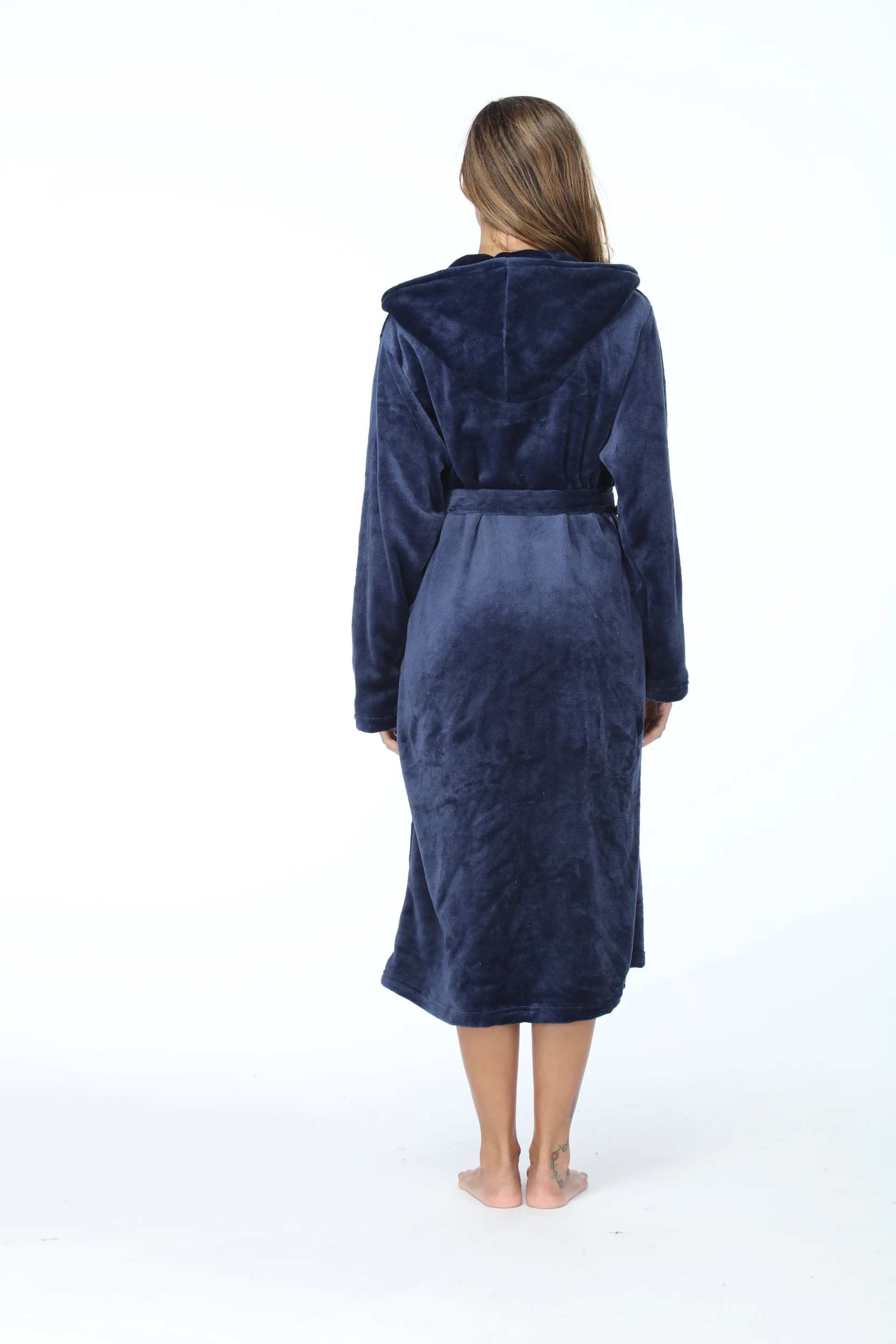 RONGTAI Womens Long Robes Plush Fleece Nightgown Thick Hooded Bathrobe With Pockets Fluffy Sleepwear For Men - Image 8