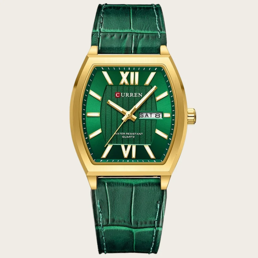 Dual-calendar Casual Leather Wristwatch Couples Watch