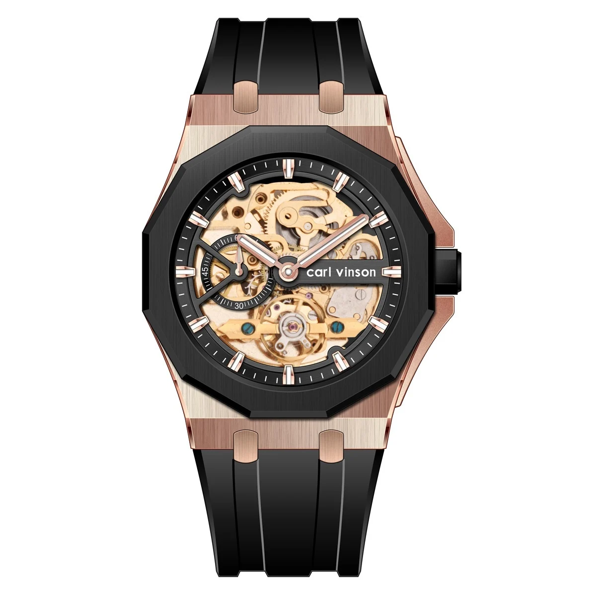 Fully Automatic Luminous Decorative Hollow Silicone-Strap Mechanical Alloy Watch - Image 3