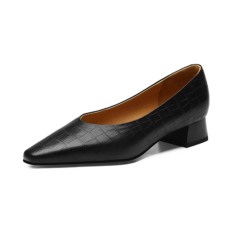 Pointed Toe Thick Low Heel Shoes Women - Image 4