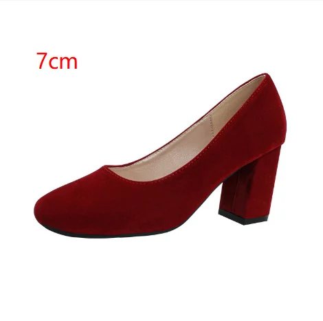 Square-toe Chunky-heel Red Wedding Shoes Petite-size High Heels - Image 4