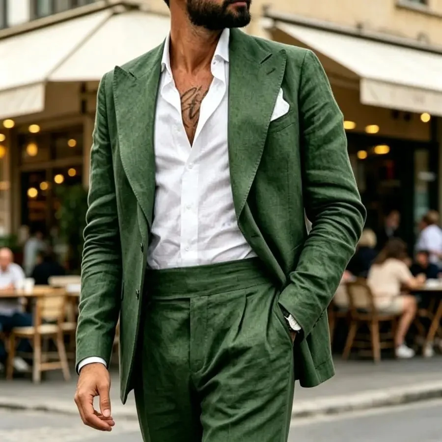 Mens Simple Two-Piece Suit Set