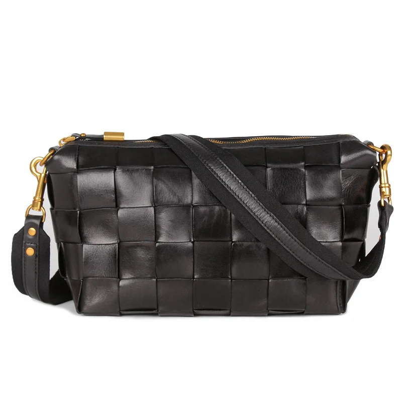 Vintage Handwoven Shoulder Bag With Vegetable Tanned Top Layer Cowhide - Image 6