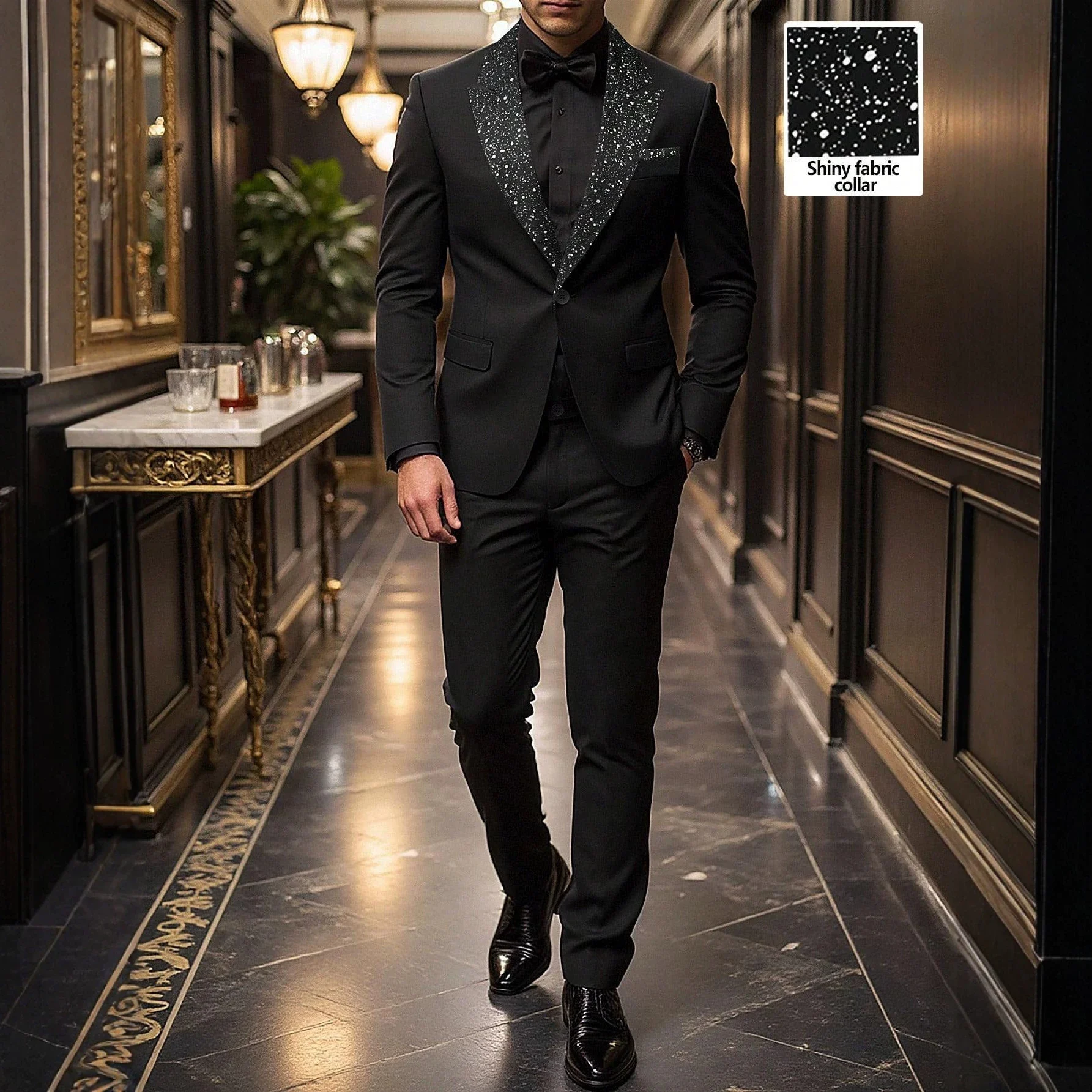 Mens Solid-Color Business Suit Set