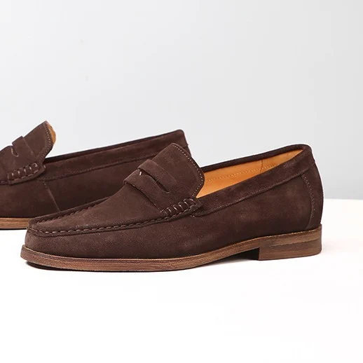 Mens Leather Loafers Genuine Leather Boat Shoes Slip-on Suede