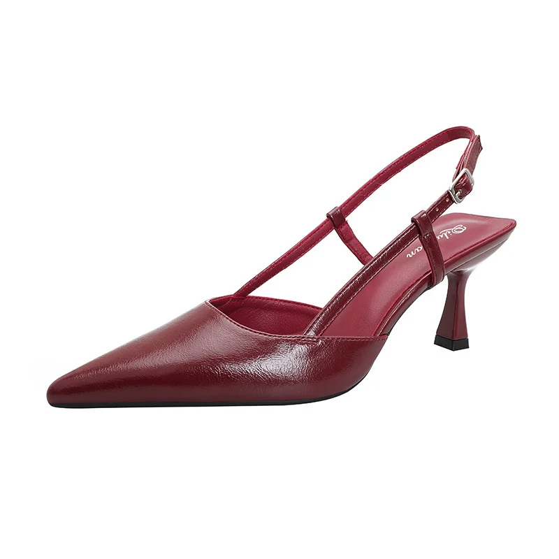 Sexy Wine-red Pointed-toe Sandals - Image 7