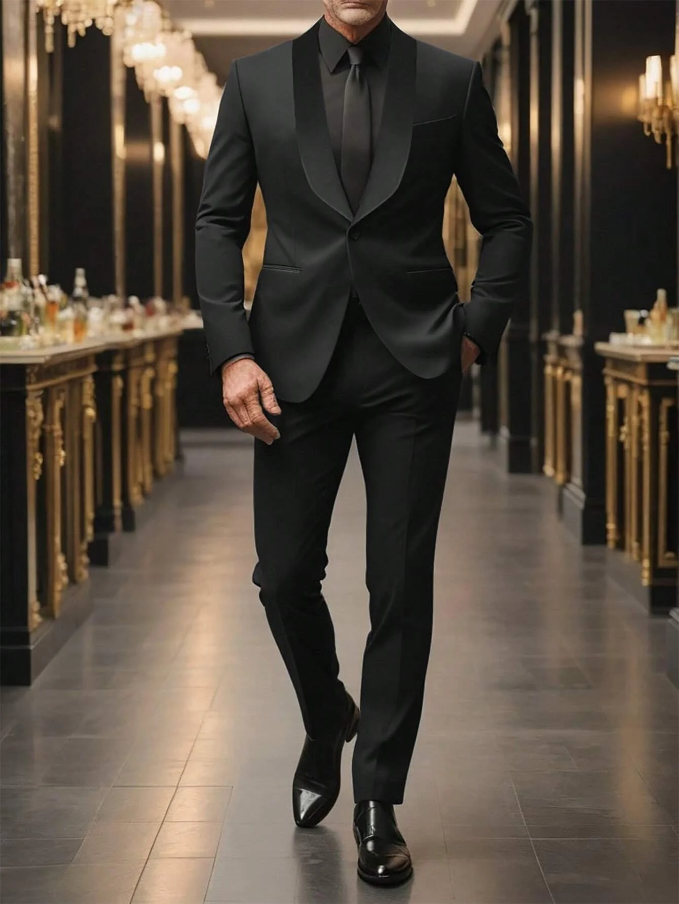 Mens Solid-Color Suit Business Formal Attire Set - Image 4