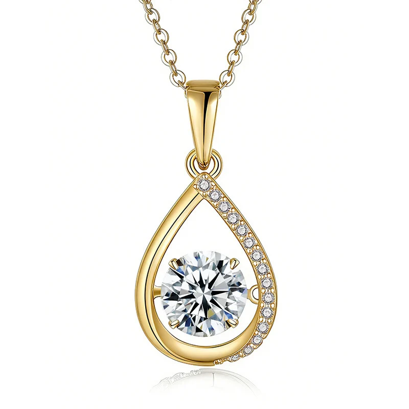 S925 Sterling Silver 1ct D Color VVS1 Moissanite Teardrop Necklace 45cm Platinum Gold Plated GRA Certified Gift Box - Image 3