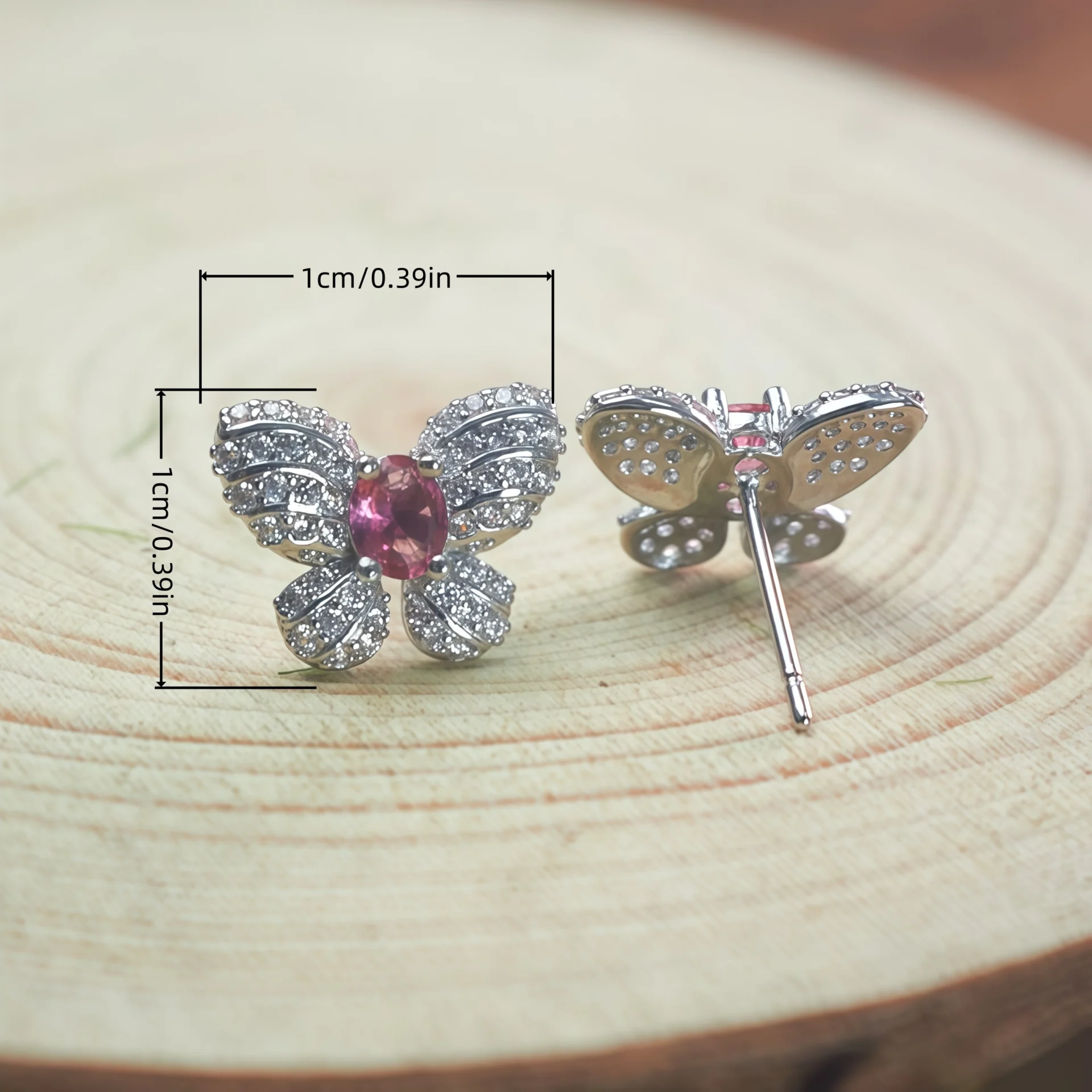 Crystal Butterfly Stud Earrings - Image 2
