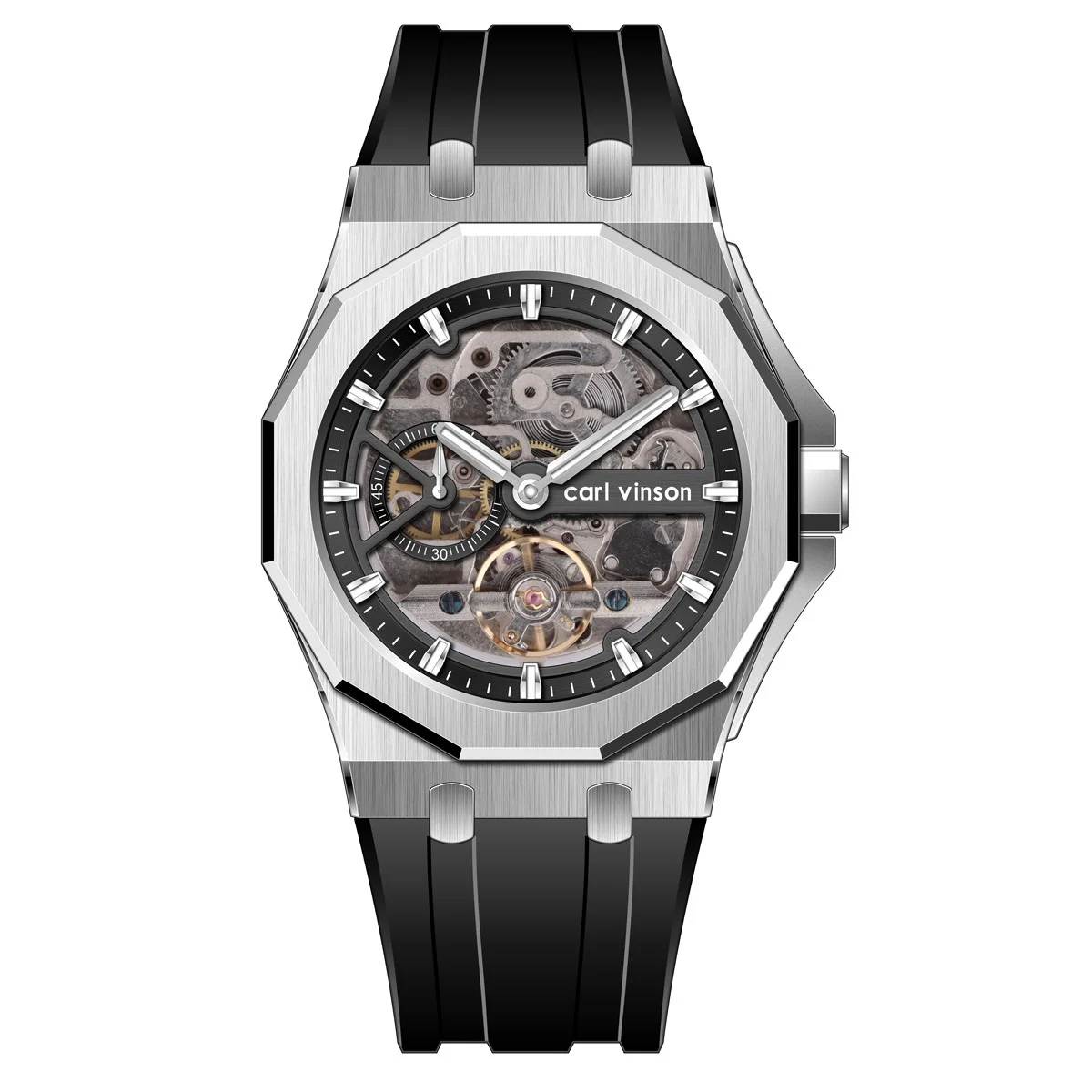 Fully Automatic Luminous Decorative Hollow Silicone-Strap Mechanical Alloy Watch - Image 2