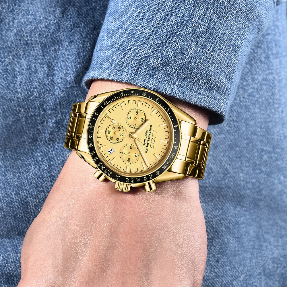 Mens Multifunctional Waterproof Calendar Luminous Quartz Watch