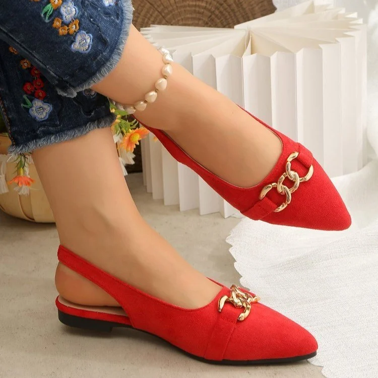 Cross-border Flat-heeled Vintage Closed-toe Sandals Open-back Suede Strappy Sandals With Horsebit Buckles - Image 9