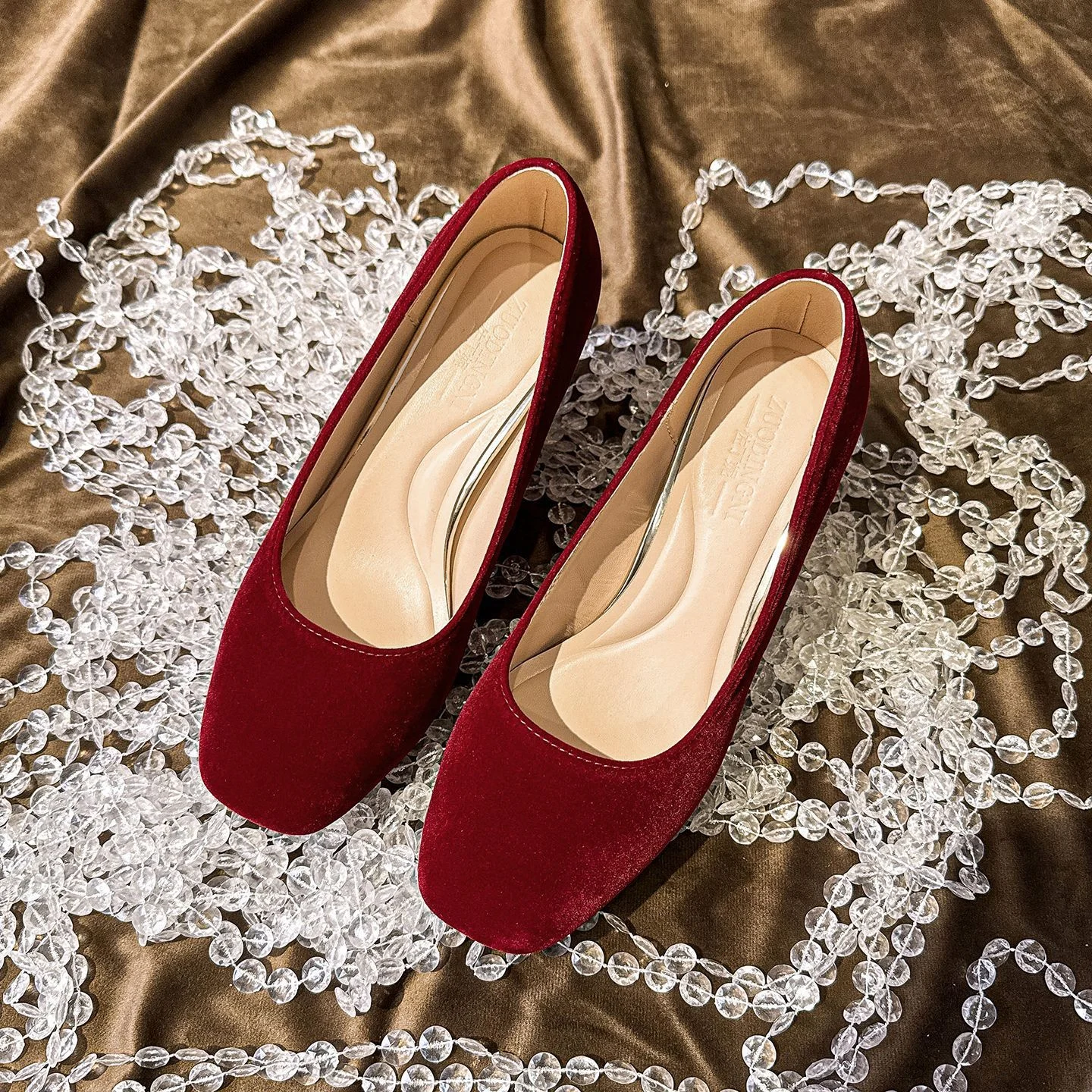 Square-toe Chunky-heel Red Wedding Shoes Petite-size High Heels - Image 7