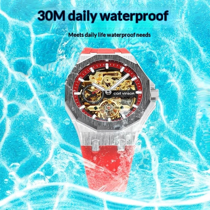 Fully Automatic Luminous Decorative Hollow Silicone-Strap Mechanical Alloy Watch - Image 4