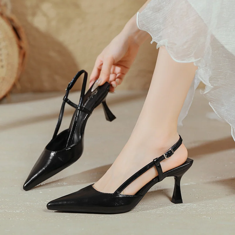Sexy Wine-red Pointed-toe Sandals - Image 8