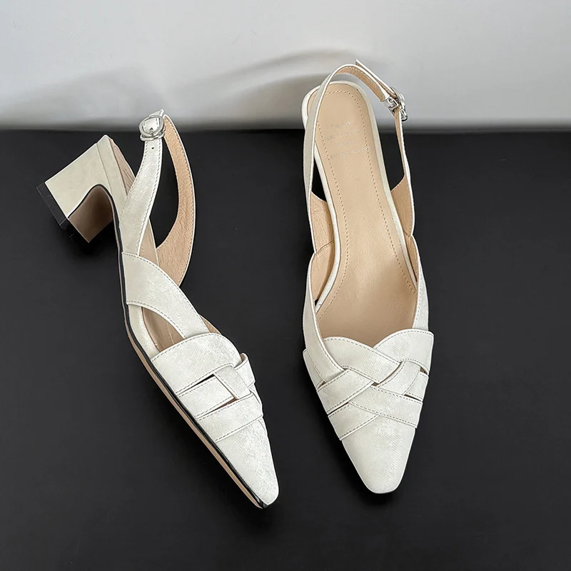 Womens Casual Square-toe Chunky-heel Sandals - Image 2