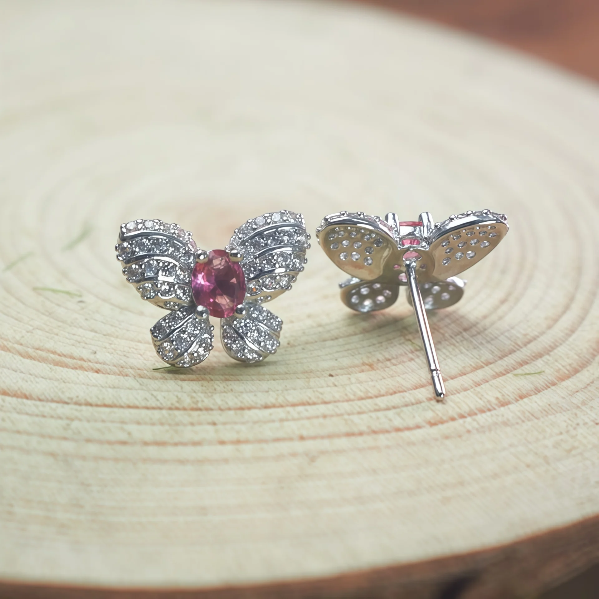 Crystal Butterfly Stud Earrings - Image 6