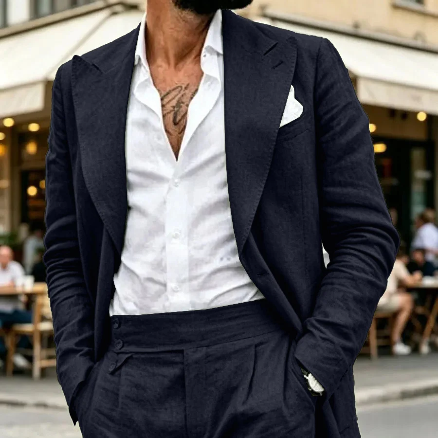 Mens Simple Two-Piece Suit Set - Image 8