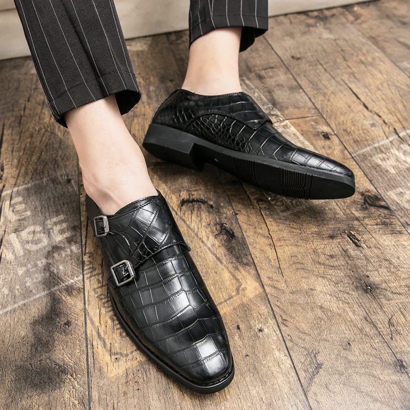 British-style Mens Leather Shoes With A Square Toe And Embossed Pattern - Image 7