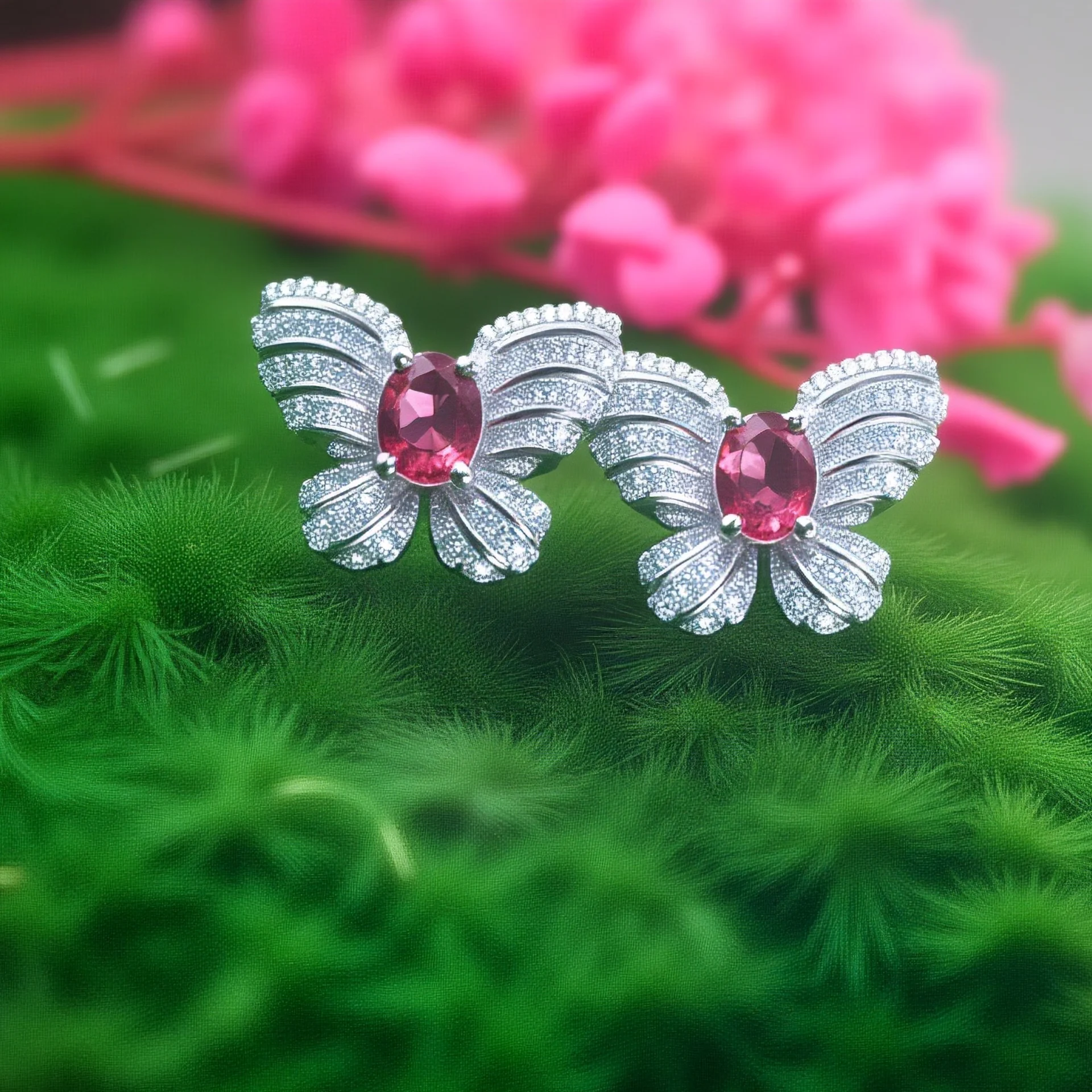 Crystal Butterfly Stud Earrings - Image 3