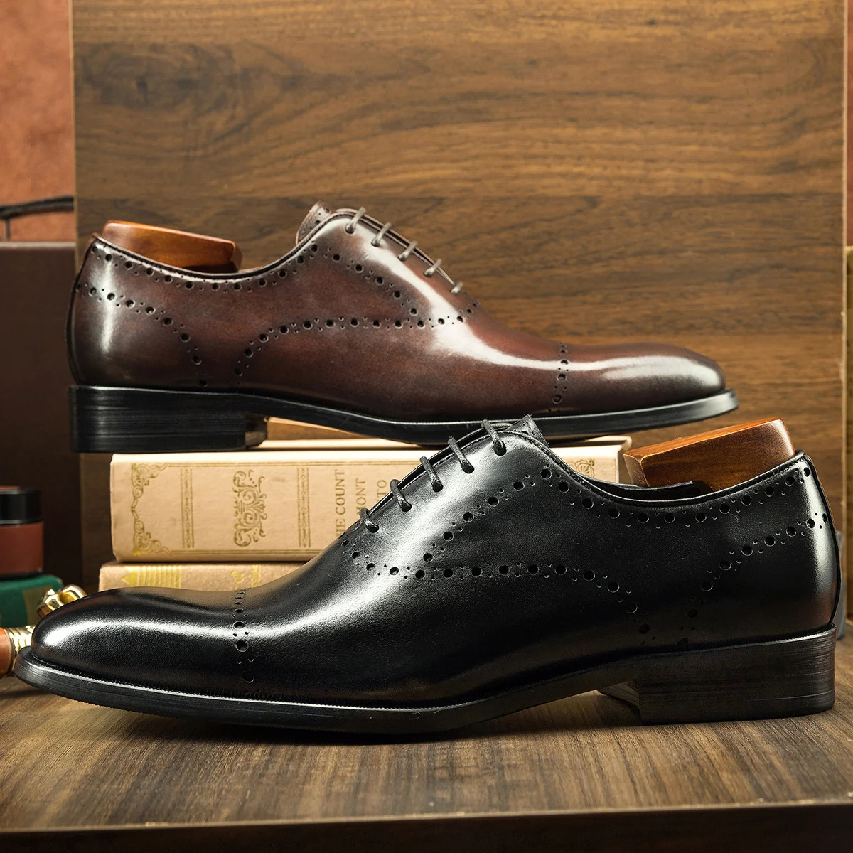 Cowhide British Style Brock Oxford Shoes Men - Image 3