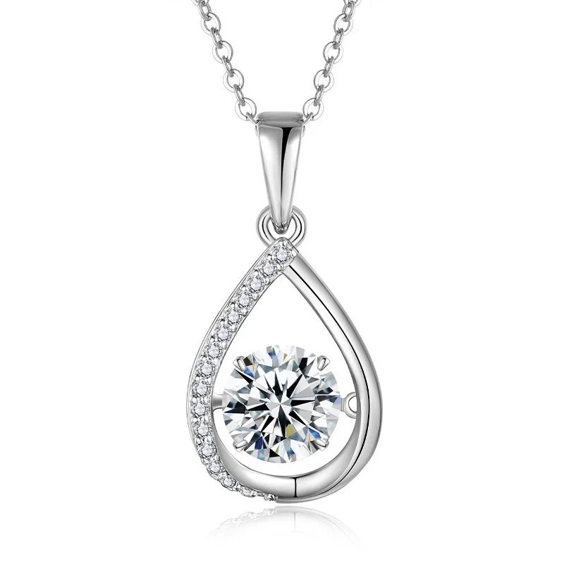 S925 Sterling Silver 1ct D Color VVS1 Moissanite Teardrop Necklace 45cm Platinum Gold Plated GRA Certified Gift Box