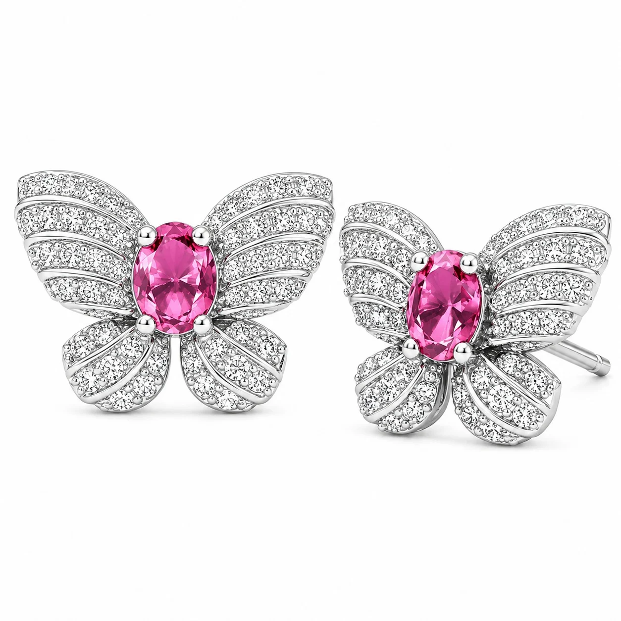 Crystal Butterfly Stud Earrings - Image 4