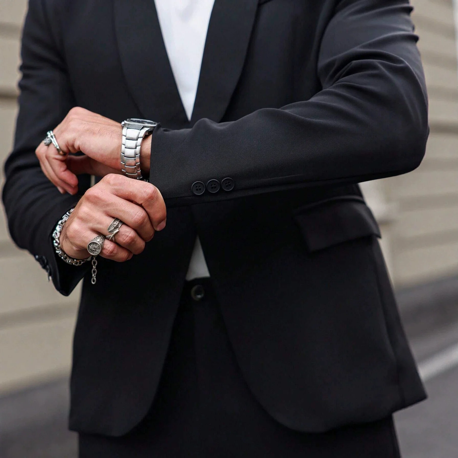 Mens Solid-Color Suit Business Formal Attire Set - Image 2