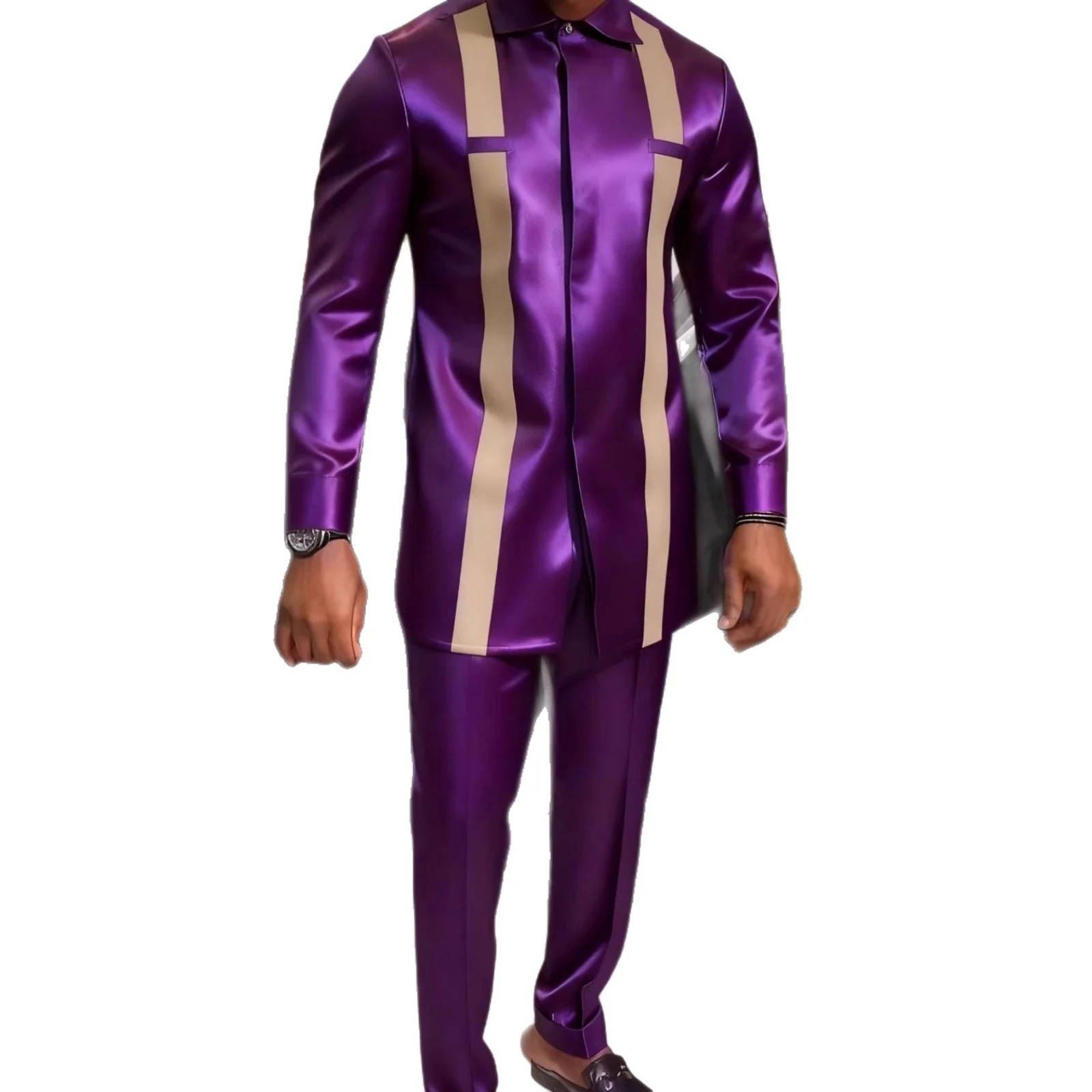Elegant African Mens Long-sleeve Suit - Image 4