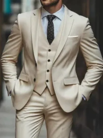 Men's Suit Three-piece Suit Fashion Woolen Suit - Image 5