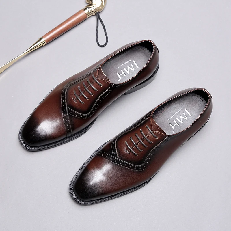 Business Carved Pointed Retro Wedding Shoes Men - Image 4