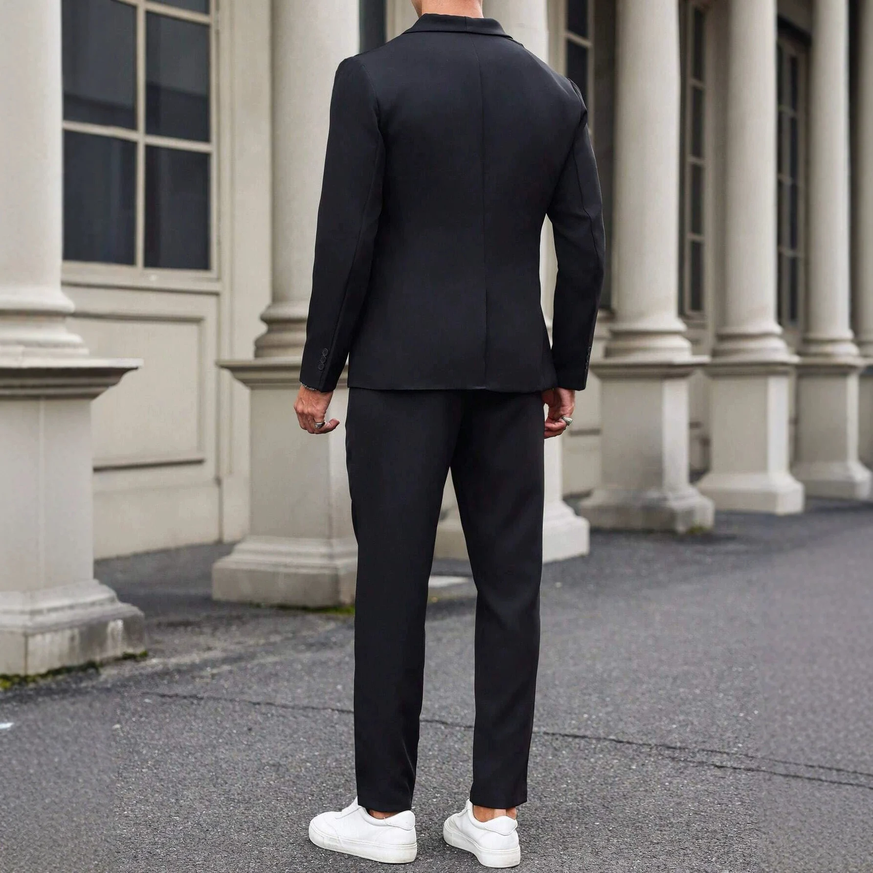 Mens Solid-Color Suit Business Formal Attire Set - Image 5