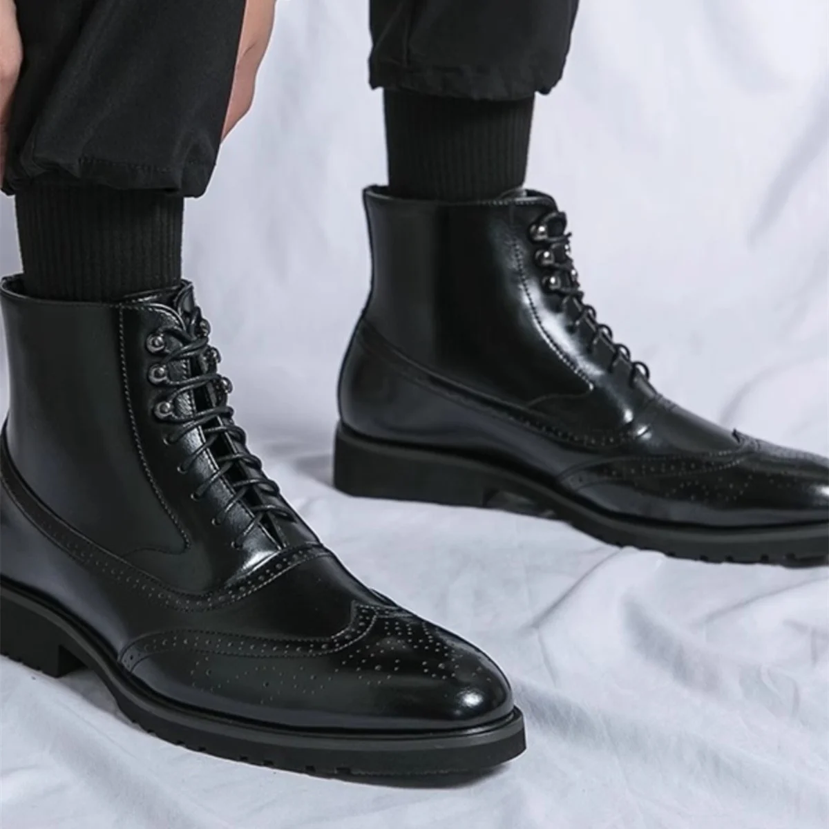 Mens Fashion Thick Sole Mid Top Work Shoes - Image 6