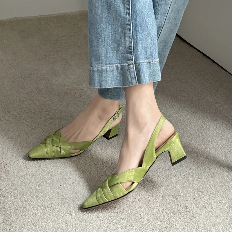 Womens Casual Square-toe Chunky-heel Sandals - Image 5