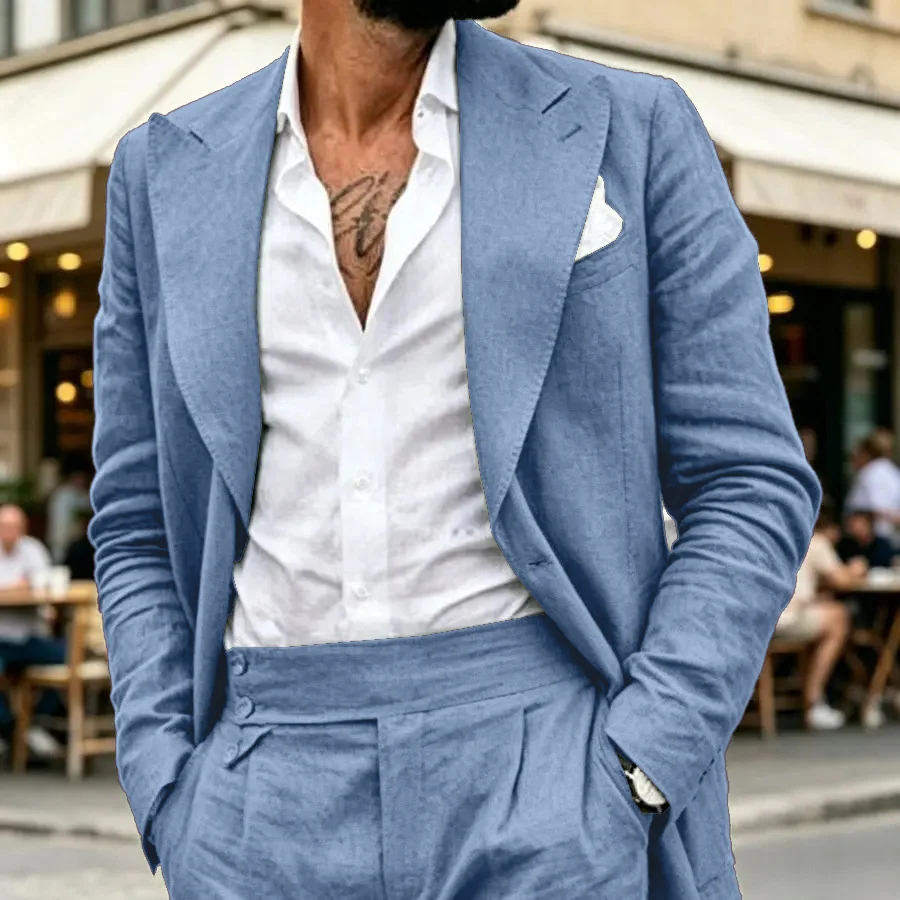 Mens Suit Set Simple And Retro Two-Piece Set - Image 6
