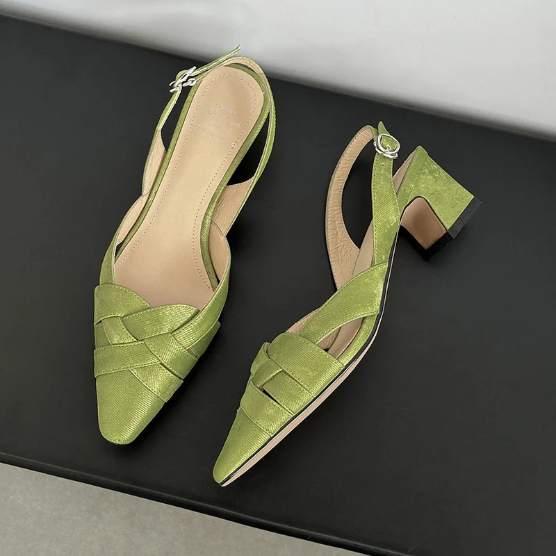 Womens Casual Square-toe Chunky-heel Sandals - Image 6
