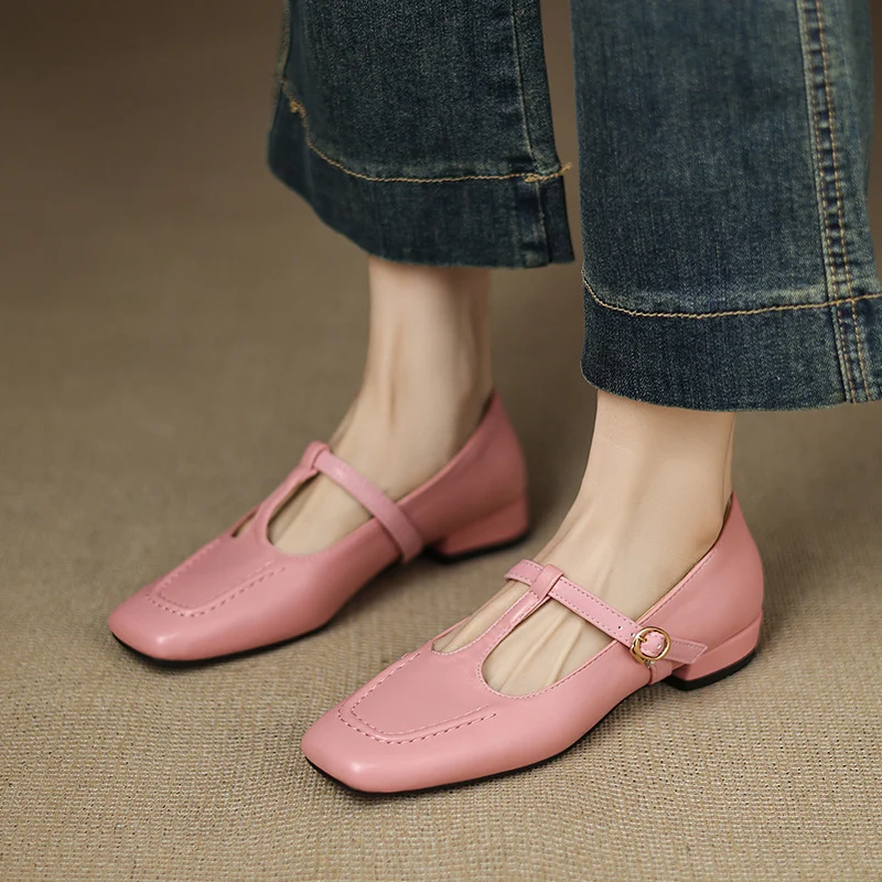 Sewn Womens Peep Toe Pumps T-strap Design Sizes
