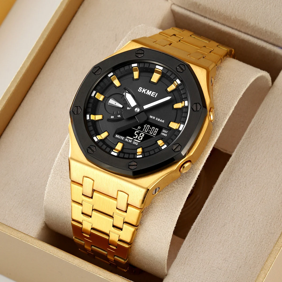 Men's Creative Multifunction Dual-Display Business Electronic Watch